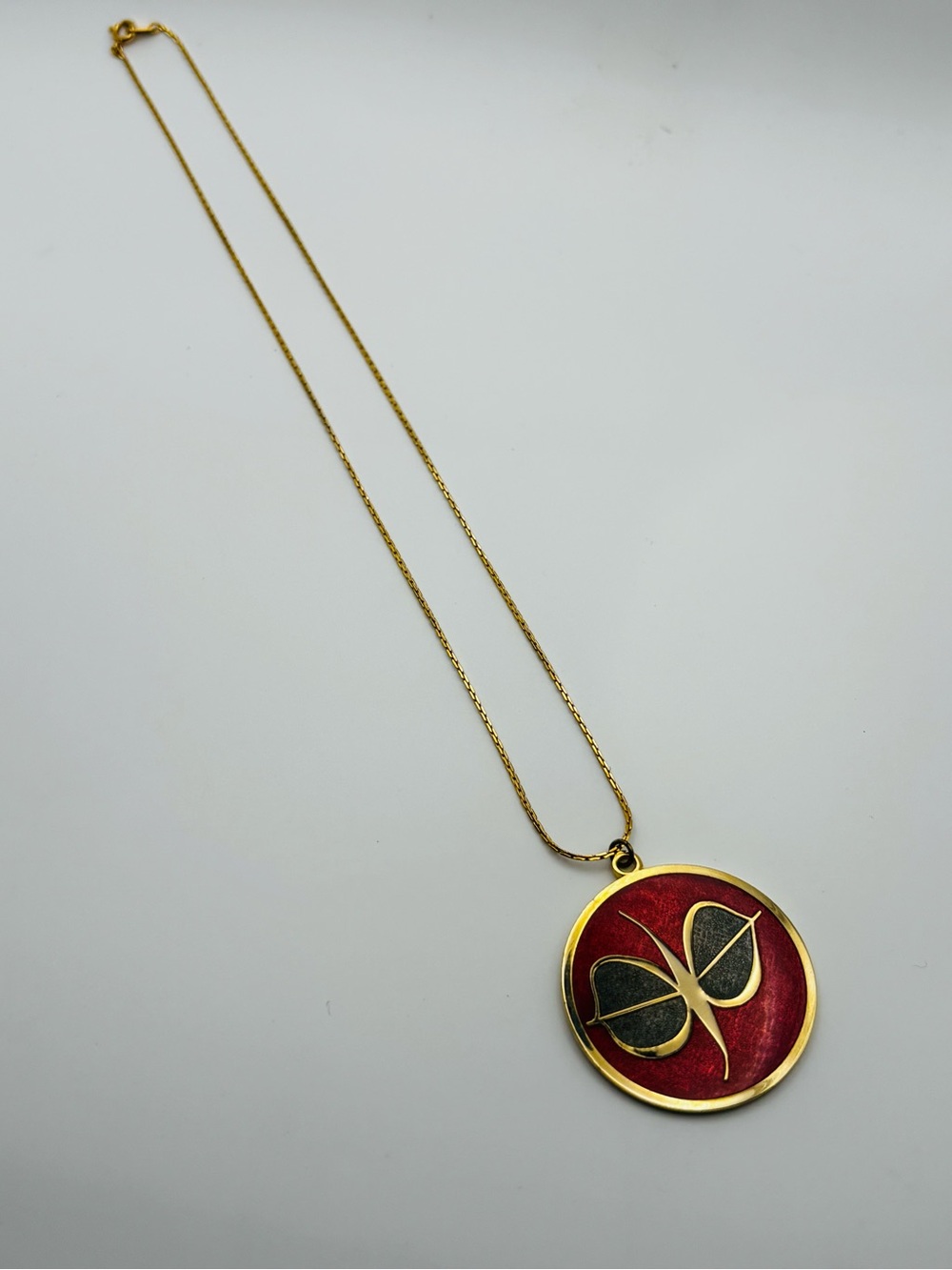 1970s Robert Gervais Modernist Enamel Pendant Necklace - Made in Quebec Canada